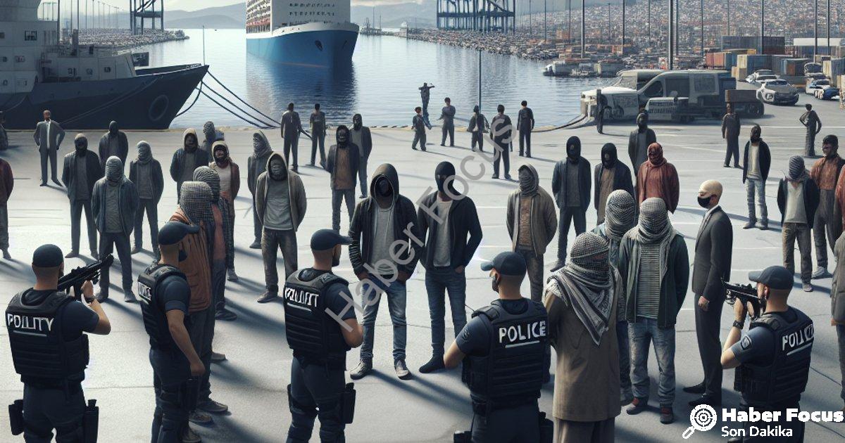 "İzmir'de Düzensiz Göçle Mücadele: 120 Göçmen İçin Operasyon" başlıklı haber için fotorealistik, pro