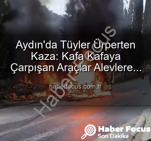 Aydın kaza - Aydın'da Tüyler Ürperten Kaza: Kafa Kafaya Çarpışan Araçlar Alevlere Teslim Oldu, 2 Yaralı